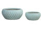 Set of 2 Hortus Indoor Embossed Diamond Light Grey Low Bowl Planters