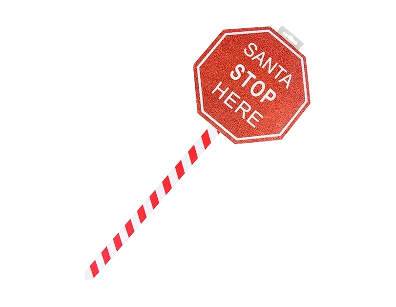 Red Santa Stop Here Sign
