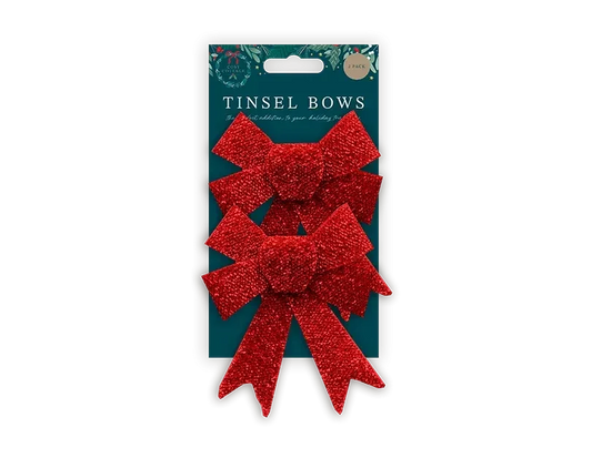 Red Tinsel Bows (Pack of 2)