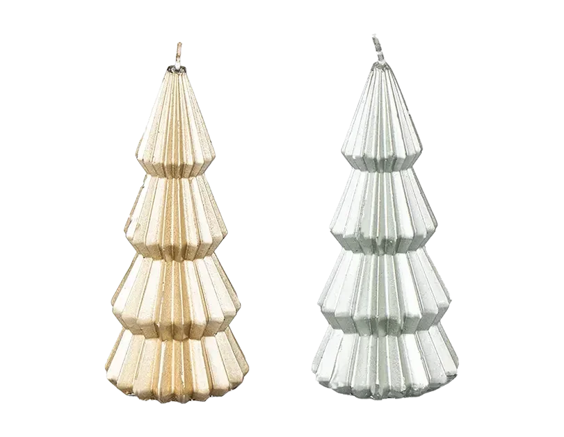 Metallic Christmas Tree Candle (Assorted)