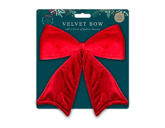 Red Velvet Bow Decoration (32cm)