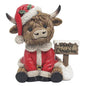 Brown Highland Cow with Merry Christmas Sign