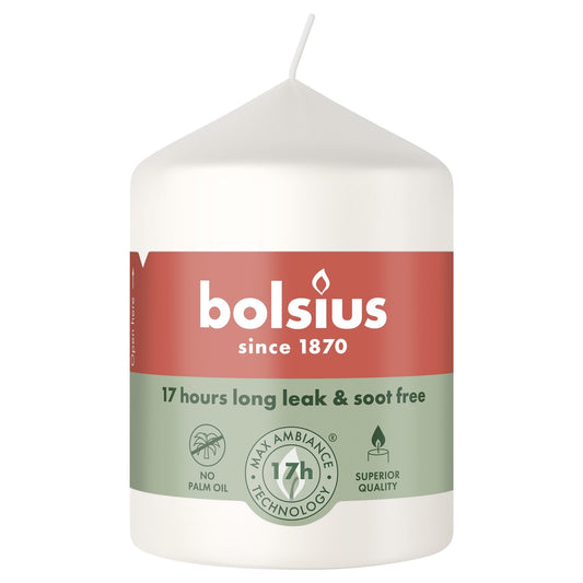Cloudy White Bolsius Pillar Candle (80 x 58mm)