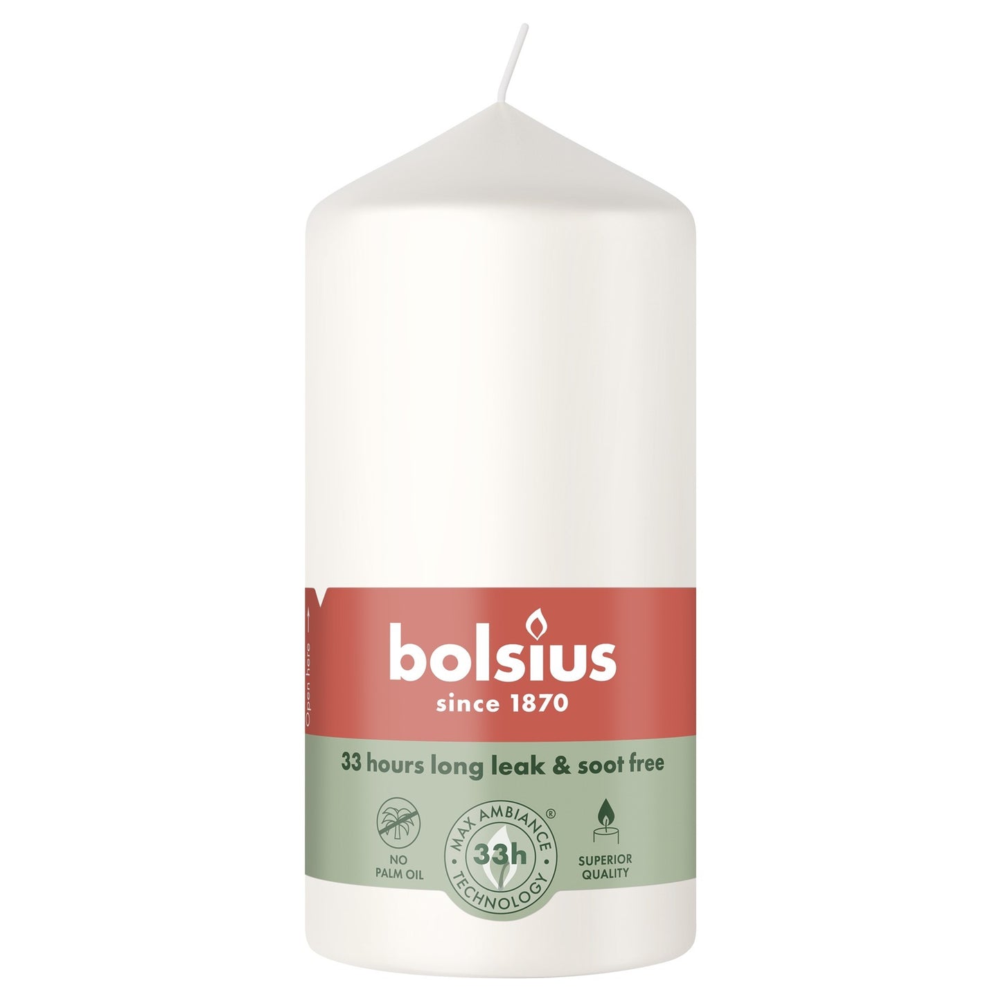 Cloudy White Bolsius Pillar Candle (120x58mm)