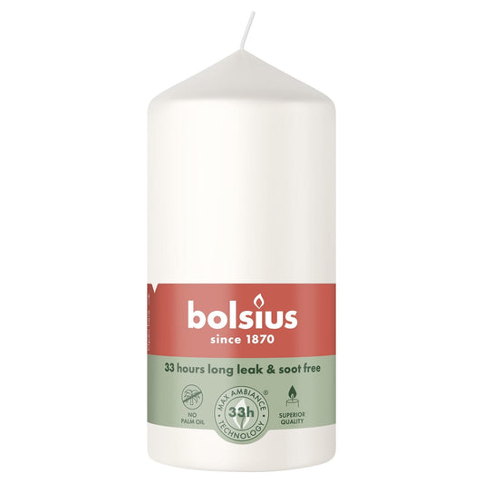 Cloudy White Bolsius Pillar Candle (120x58mm)