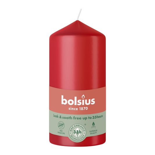 Delicate Red Bolsius Pillar Candle (120 x 58mm)
