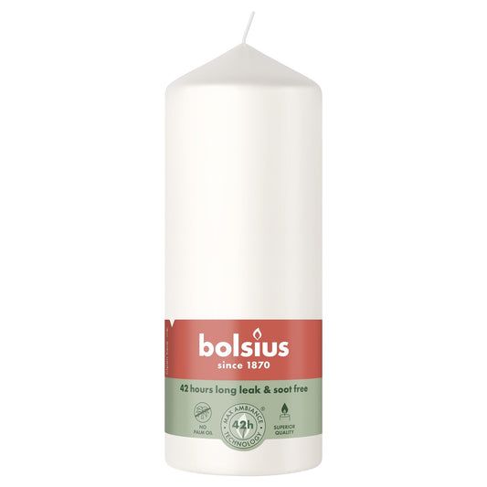 Cloudy White Bolsius Pillar Candle (150x 58mm)