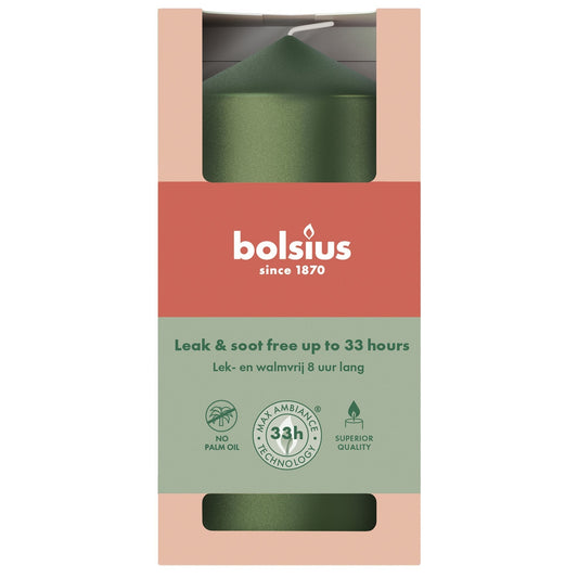 Metallic Green Bolsius Pillar Candle (120 x 58mm)