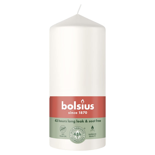 Cloudy White Bolsius Pillar Candle (130 x 68mm)