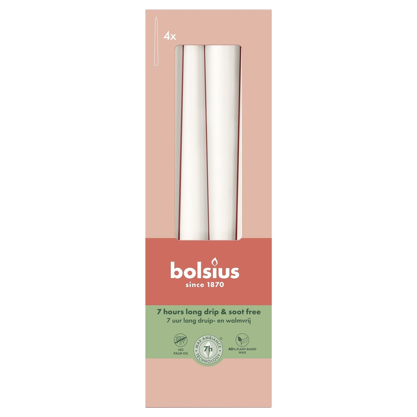 Bolsius Cloudy White Essentials Tapered Candles (245 x 24mm)