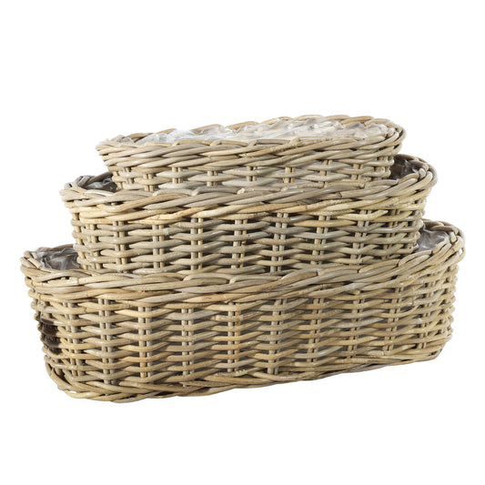 Discover the Oval Tapered Rattan Baskets with Liner (3) at Bristow Direct