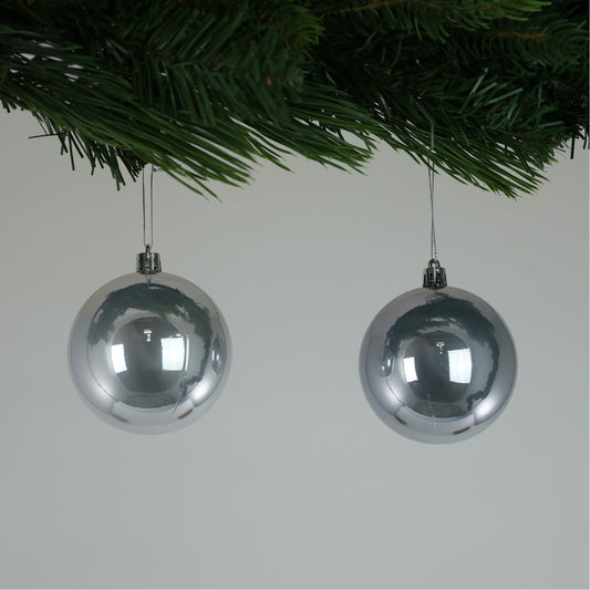 Discover the Pearlised Silver Baubles (8cm) (6 Pieces) at Bristow Direct