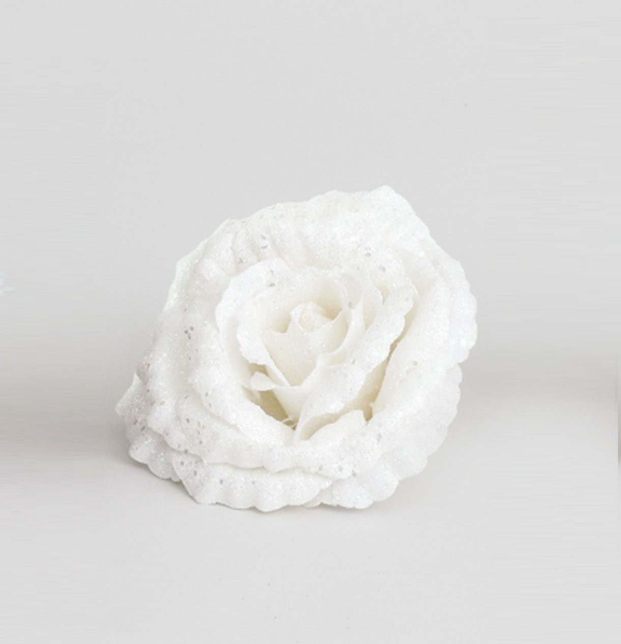 Discover the White Glitter Rose with Clip (18cm) at Bristow Direct