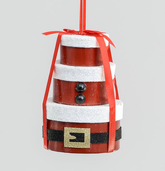Discover the Santa Outfit Patterned Gift Box Stack Hanging Decoration (14cm) at Bristow Direct