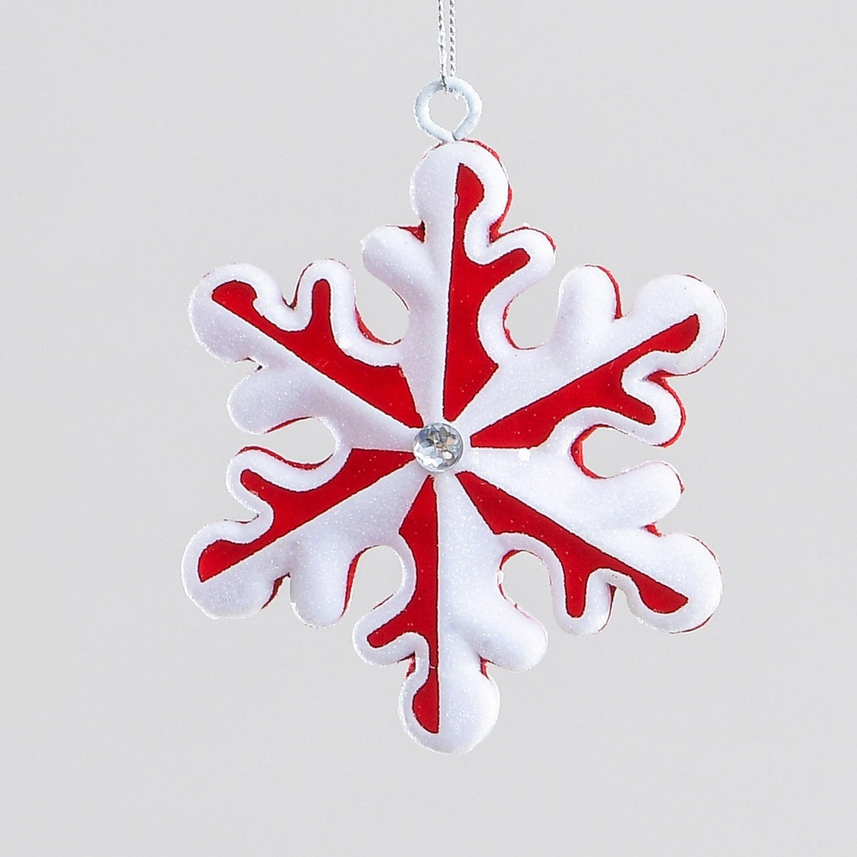Discover the Red White Snowflake Hanging Decoration (10cm) at Bristow Direct