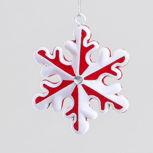 Discover the Red White Snowflake Hanging Decoration (10cm) at Bristow Direct
