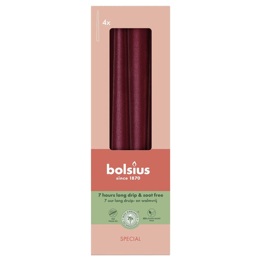 Metallic Red Bolsius Tapered Candles (245 x 24mm)