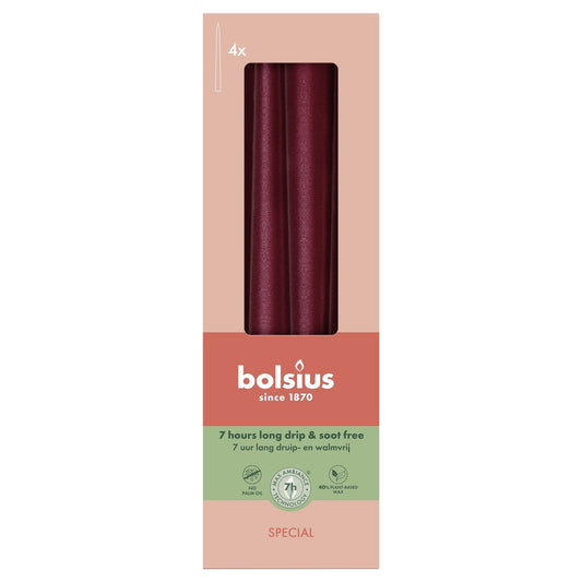 Metallic Red Bolsius Tapered Candles (245 x 24mm)