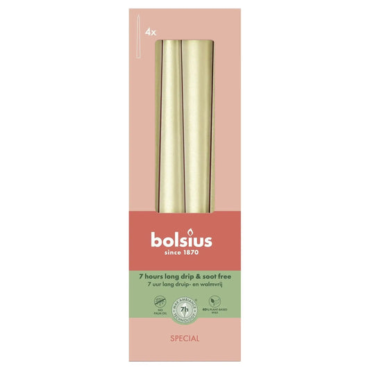 Bolsius Tapered Candles White Silver (245 x 24mm)