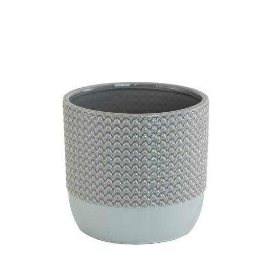 Discover the Grey Wavy Line Two Tone Planter (13cm) at Bristow Direct