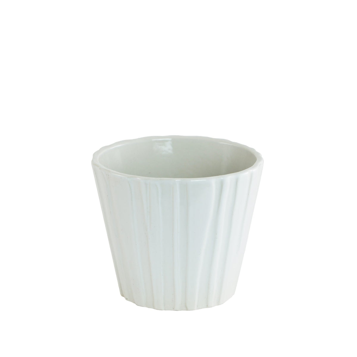 Discover the White Gloss Vertical Lined Ceramic Pot (10cm) at Bristow Direct