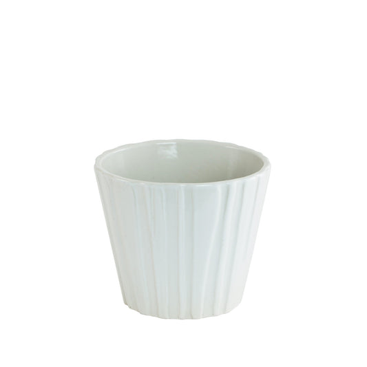 Discover the White Gloss Vertical Lined Ceramic Pot (10cm) at Bristow Direct