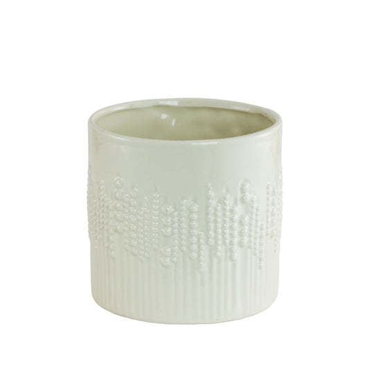 Discover the Cream Gloss Vertical Spots Pot (12cm) at Bristow Direct