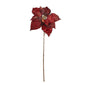 Red &amp; Gold Glitter Poinsettia Stem (49cm)