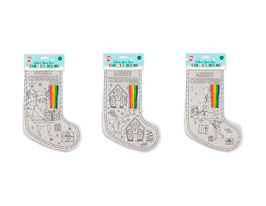Christmas Colour Your Own Canvas Stocking