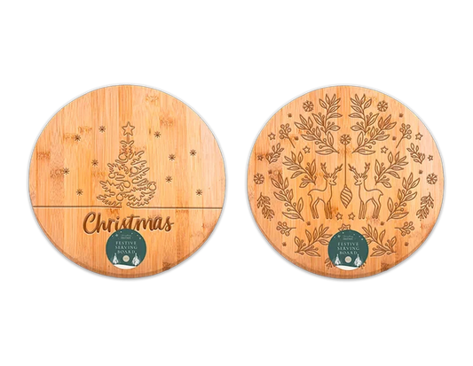 Festive Round Bamboo Serving Board (30cm)