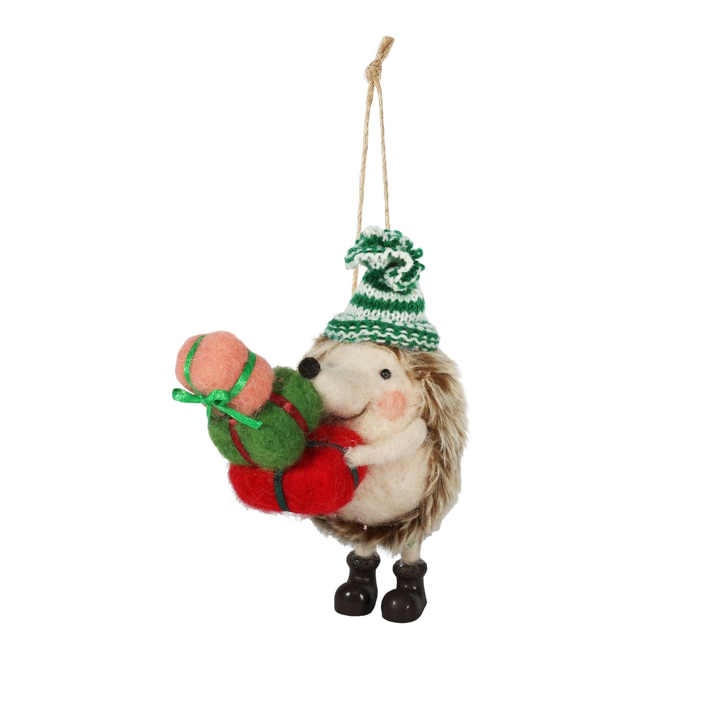 Discover the Felt Winter Hedgehog Hanging Decoration (H14cm) at Bristow Direct