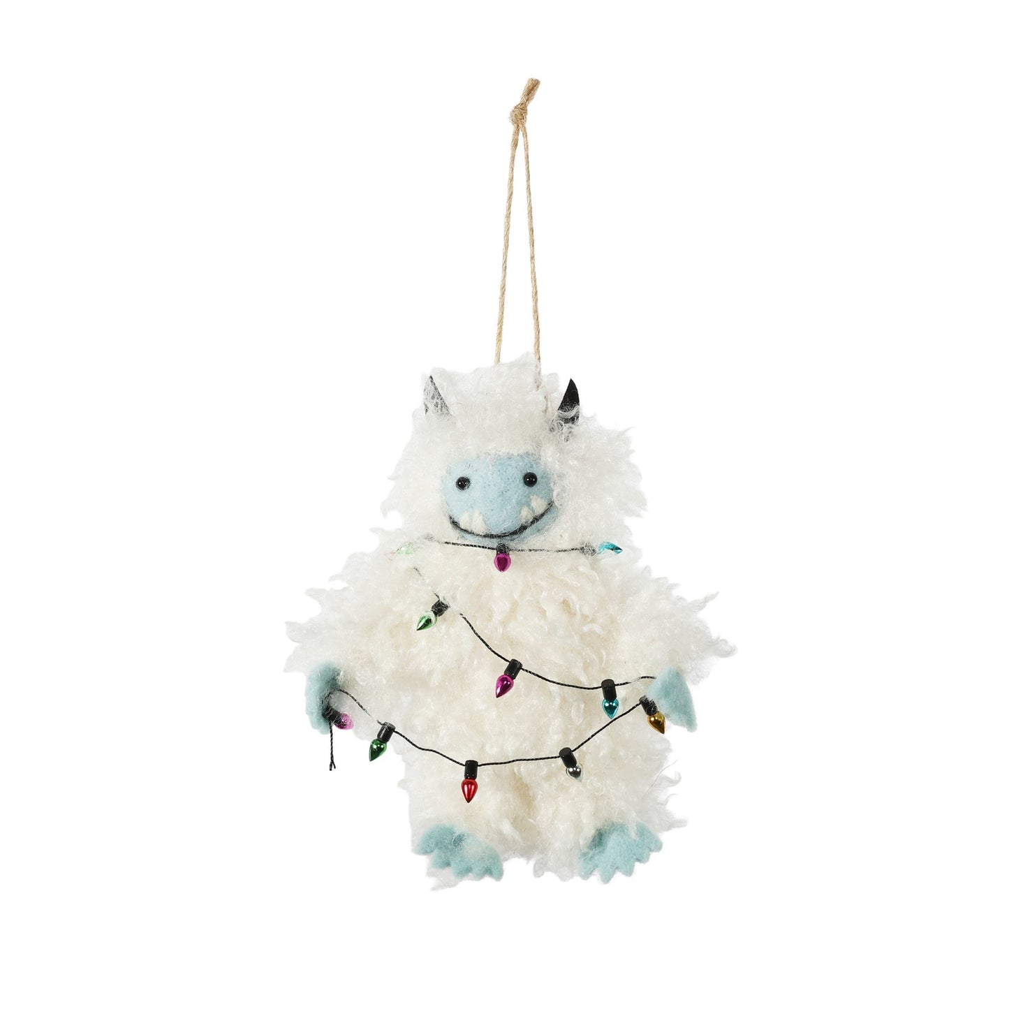 Discover the Felt Yeti with String Lights Hanging Decoration (14cm) at Bristow Direct