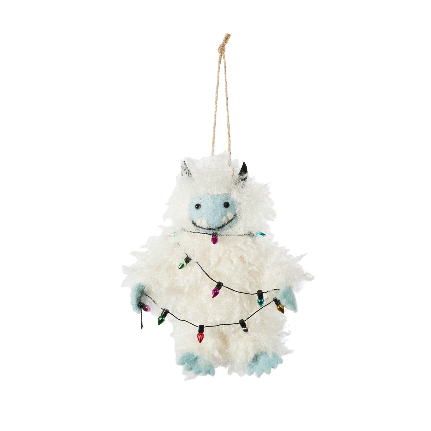 Discover the Felt Yeti with String Lights Hanging Decoration (14cm) at Bristow Direct