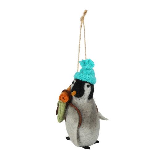 Discover the Felt Penguin with Backpack Hanging Decoration (H12cm) at Bristow Direct
