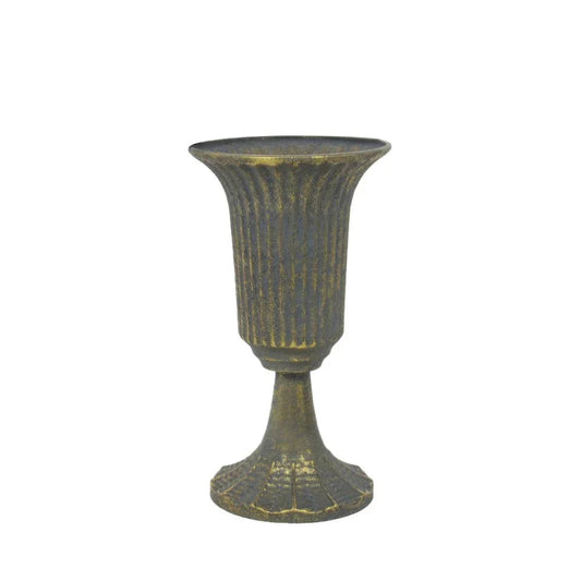 Antique Gold Creation Metal Urn Vase on StemÂ (25cm)