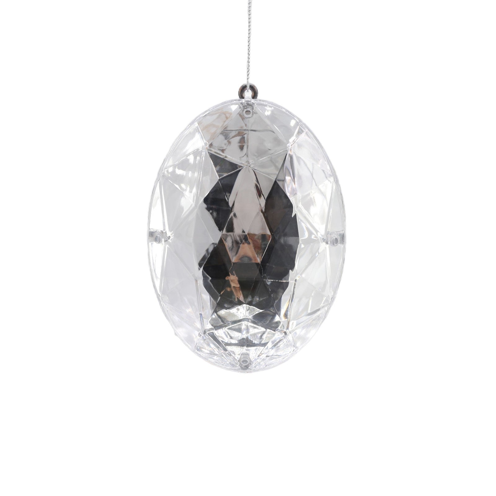 Discover the Silver Diamond Oval Hanging Ornament (13cm) at Bristow Direct