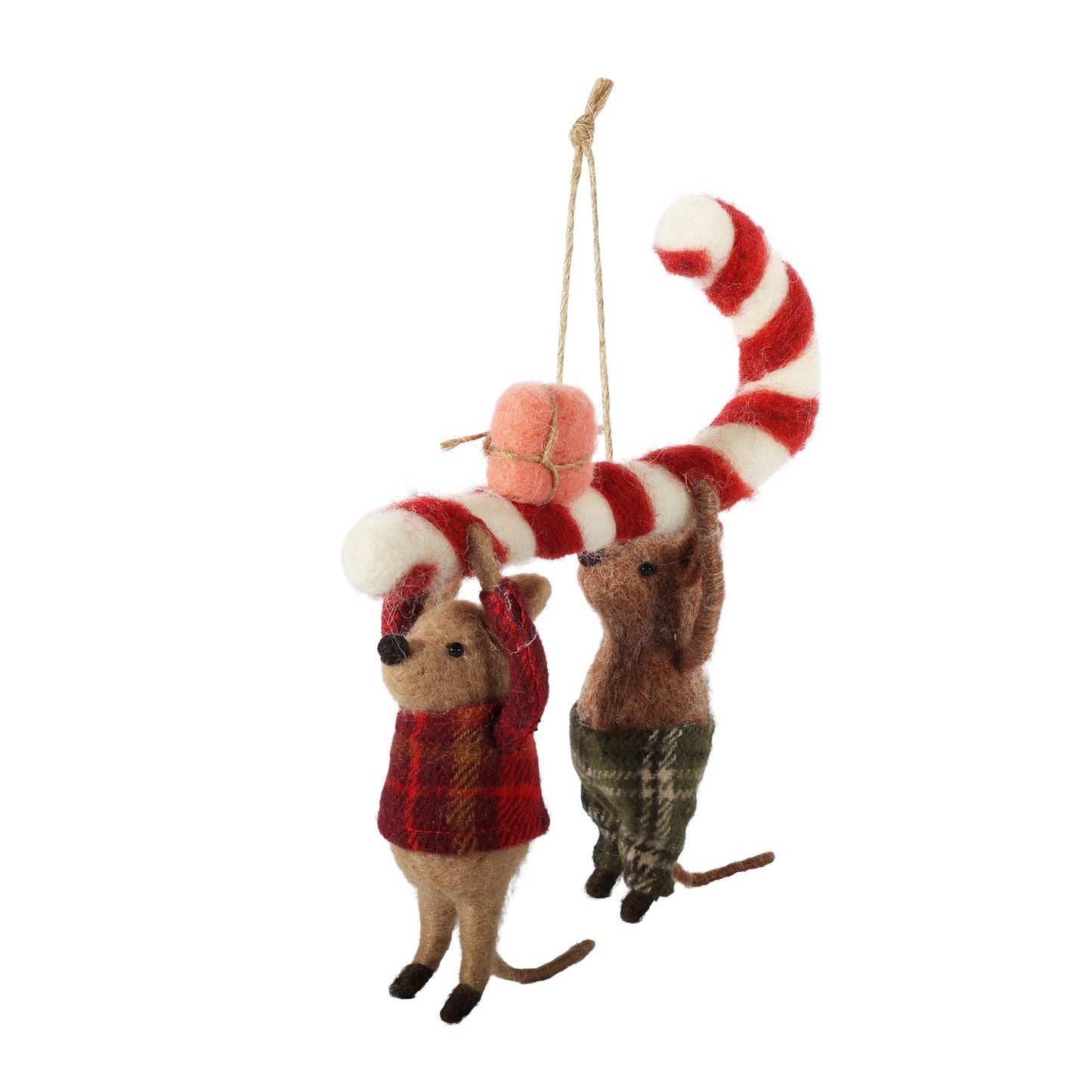 Discover the Felt Mice Candy Cane Decoration (H16.5cm) at Bristow Direct