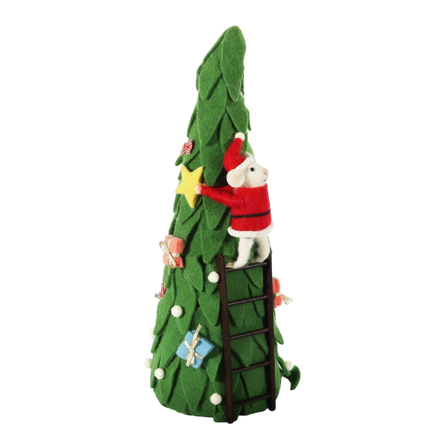Discover the Felt Santa Mouse Climbing a Xmas Tree Decoration (36cm) at Bristow Direct