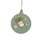 Discover the Sage Green Flat Felt Bauble with Wooden Reindeer at Bristow Direct