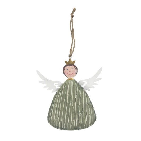 Discover the Sage Green Angel with Crown Hanging Decoration (11cm) at Bristow Direct