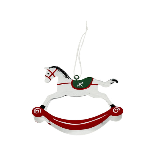 Discover the White Rocking Horse Hanging Decoration (12.5cm) at Bristow Direct