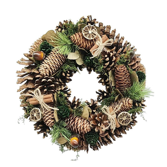 Discover the Natural Wreath with Pine Cones  Cinnamon String (36cm) at Bristow Direct