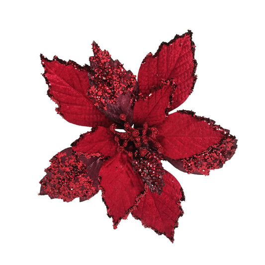 Discover the Red Beaded Christmas Poinsettia Clip (22cm) at Bristow Direct