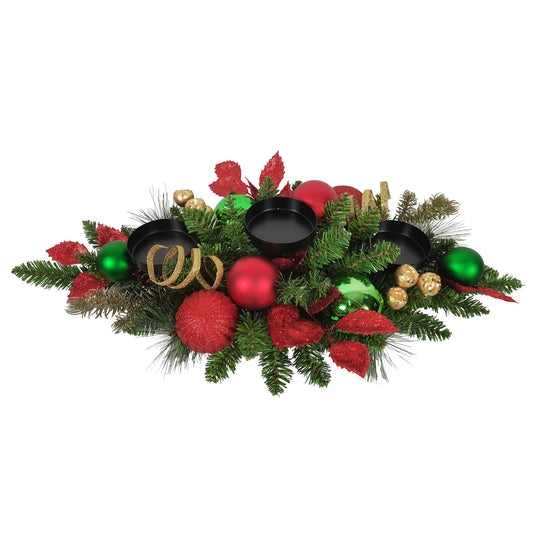 Discover the Red  Green Gold Mixed Foliage Bauble Centrepiece (71cm) at Bristow Direct
