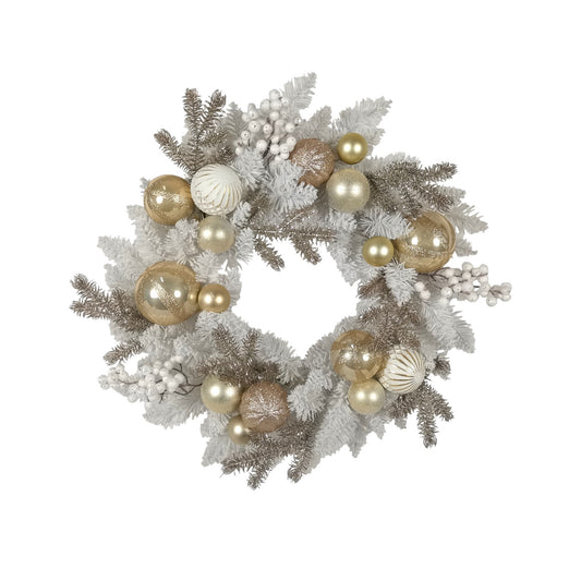Discover the Champagne White Foliage  Bauble Berry Wreath (60cm) at Bristow Direct