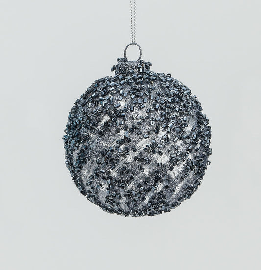 Discover the Dark Grey Glass Sequin Bauble (8cm) at Bristow Direct