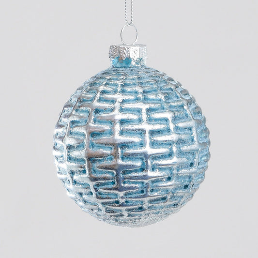 Discover the Blue Glass Ridge Bauble (8cm) at Bristow Direct
