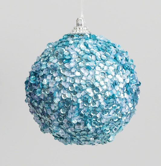 Discover the Aqua Glitter Sequin Bauble (8cm) at Bristow Direct