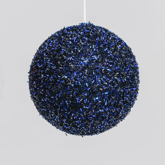Discover the Dark Blue Tinsel Christmas Bauble (12cm) at Bristow Direct
