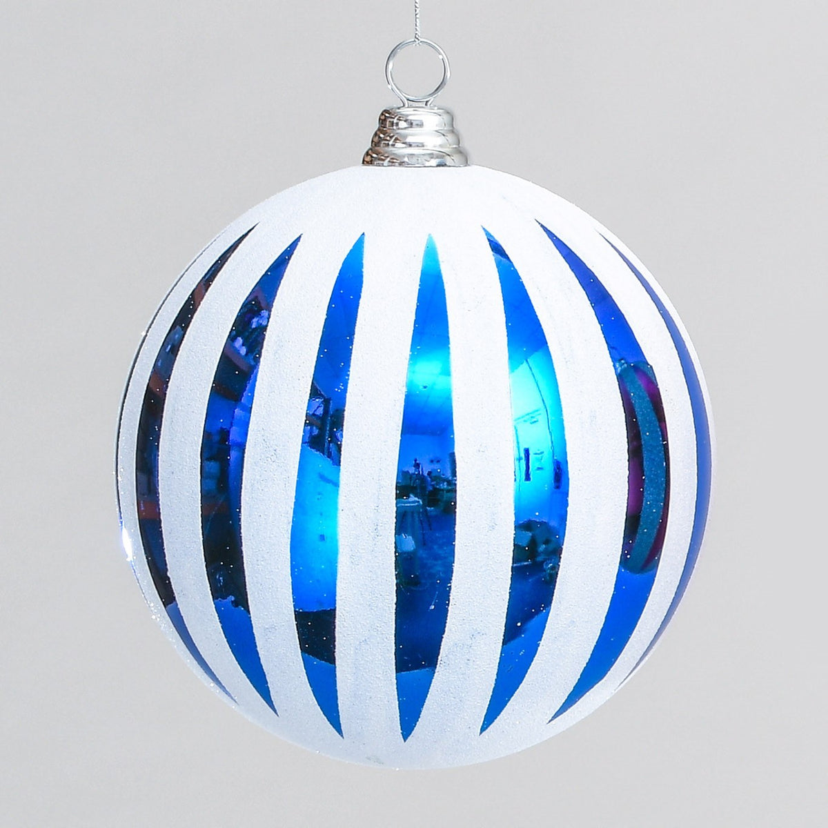 Discover the Blue White Stripe Christmas Bauble (15cm) at Bristow Direct